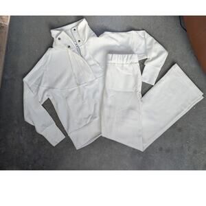 EXPRESS Matching Lounge Set Size Small Cream Airport Travel Outfit Wide Leg NWT